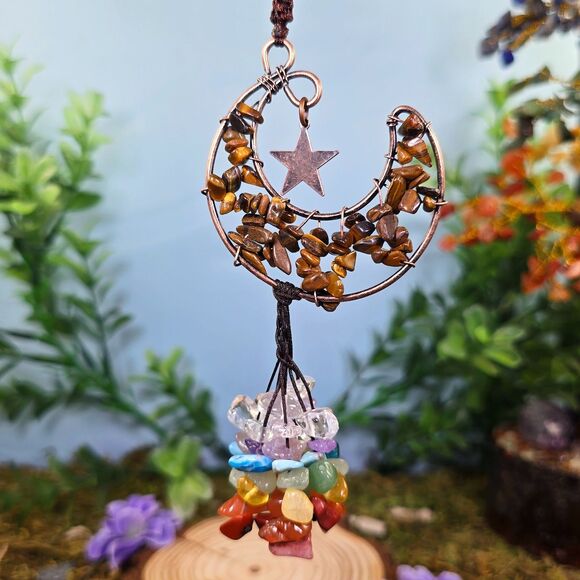 Handmade Tiger's Eye Crystal Moon Décor #12 - Picture 1 of 3